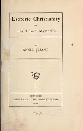 Esoteric Christianity or the Lesser Mysteries cover